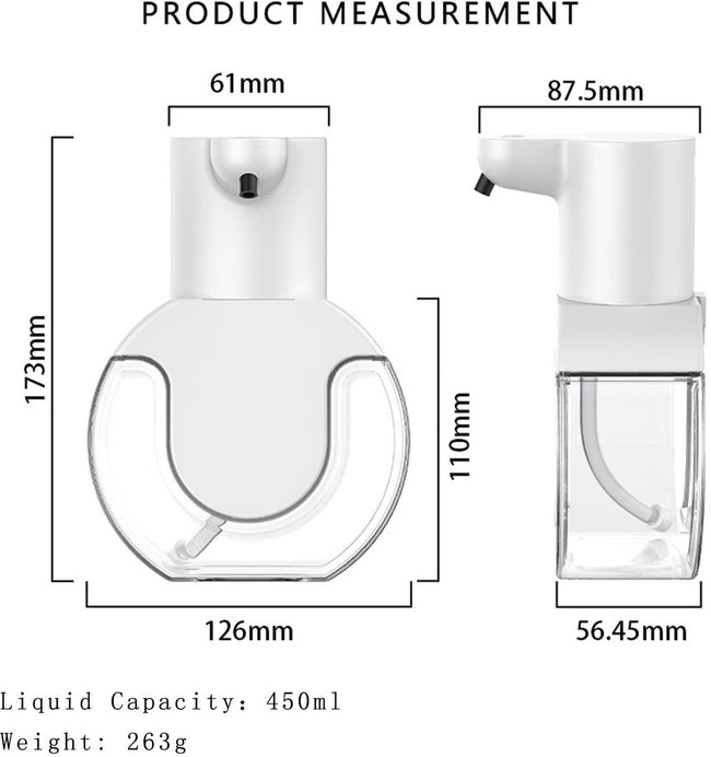 Automatic soap dispenser - 420 ml - USB rechargeable - Automatic foam dispenser - Foam technology - Infrared sensor - Suitable for bathroom, kitchen and office - Wit Main Image