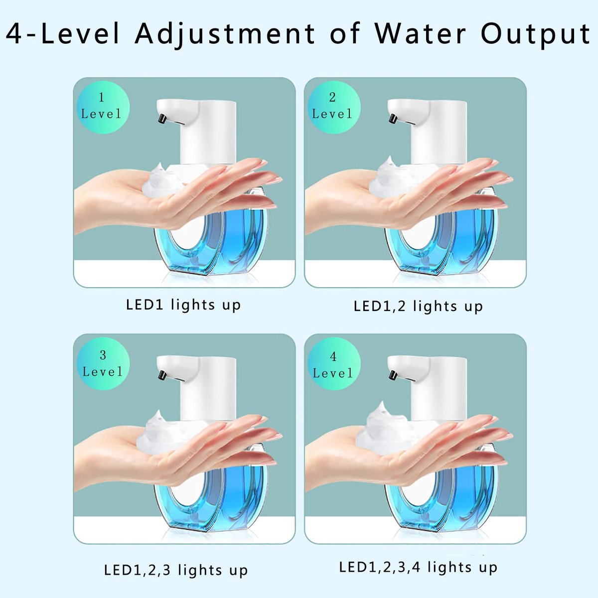 Automatic soap dispenser - 420 ml - USB rechargeable - Automatic foam dispenser - Foam technology - Infrared sensor - Suitable for bathroom, kitchen and office - Wit