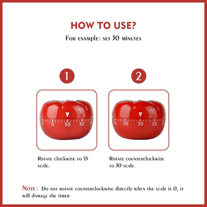Mechanical Kitchen Timer with Tomato-Shaped Countdown