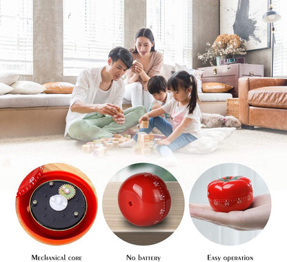 Mechanical Kitchen Timer with Tomato-Shaped Countdown