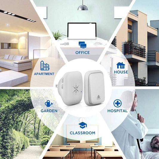 Wireless Doorbell - Doorbells - Wireless Doorbell - Standalone Doorbell - No Battery Required - Wireless Doorbell - 150m Range, Waterproof Button - With 38 Ringtones - 4 Volume Levels and LED - With.