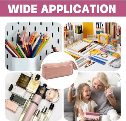 Corduroy Pencil Case - Pretty pencil case with a practical zipper - Makeup bag - Suitable for school-aged teenagers, boys and girls - white.