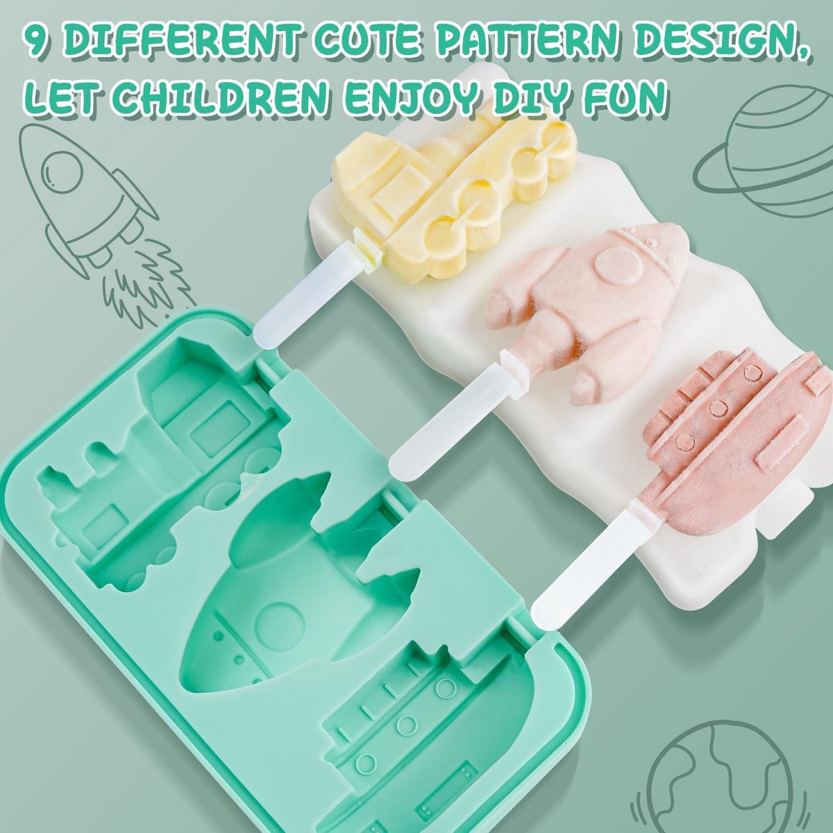 Silicone Ice Pop Mold - Set of 2 Ice Pop Molds - 12 Ice Pops - Ice Pop Molds for Kids and Adults - Ice Pop Mold Set - BPA Free