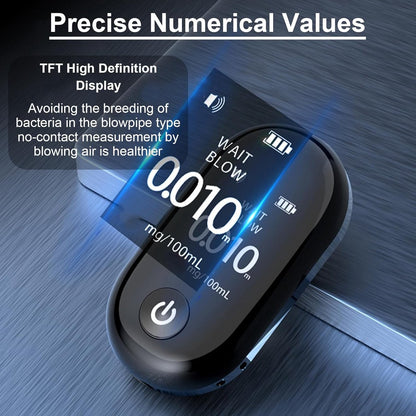 Breathalyzer - Rechargeable breathalyzer - Digital breathalyzer - Digital breathalyzer without mouthpiece - Breathalyzer with detector - Alarm with LED display - Breathalyzer for the Netherlands and Belgium