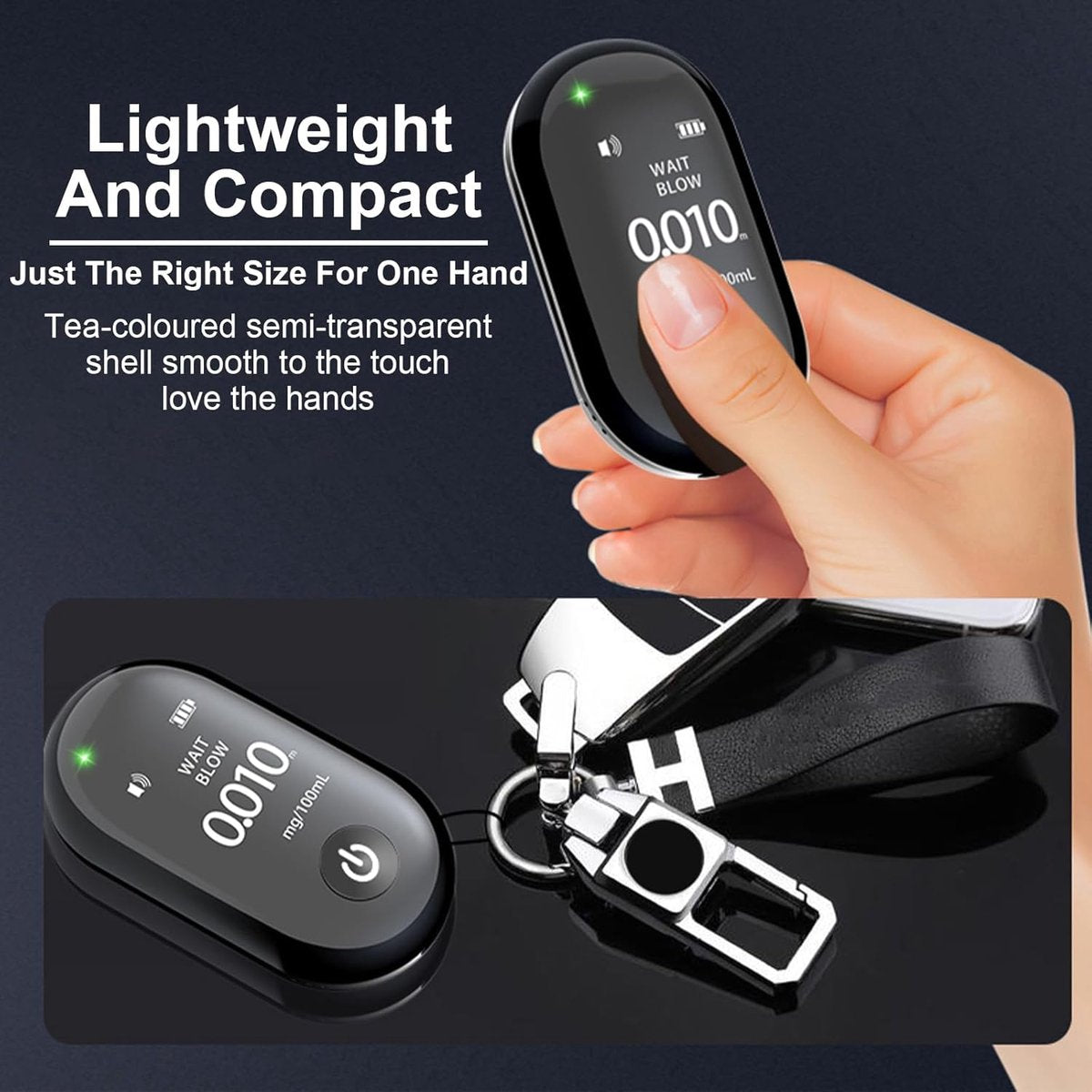 Breathalyzer - Rechargeable breathalyzer - Digital breathalyzer - Digital breathalyzer without mouthpiece - Breathalyzer with detector - Alarm with LED display - Breathalyzer for the Netherlands and Belgium