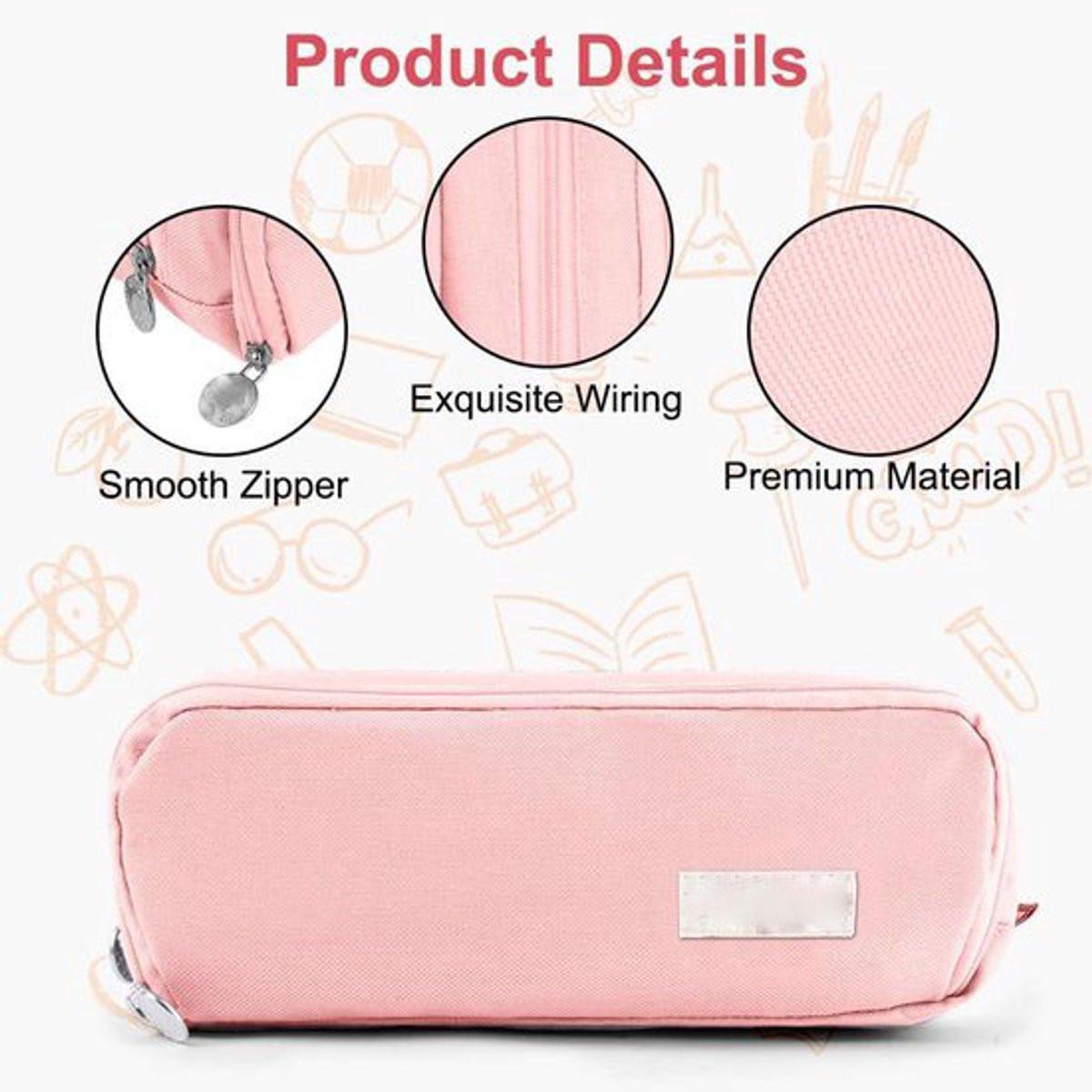 Pencil case - Boy's pencil case - Girl's pencil case - School cases - Large pencil case - 3-compartment pencil case - School supply organizer - For boys and girls (pink).