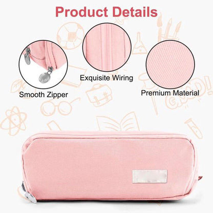 Pencil case - Boy's pencil case - Girl's pencil case - School cases - Large pencil case - 3-compartment pencil case - School supply organizer - For boys and girls (pink).