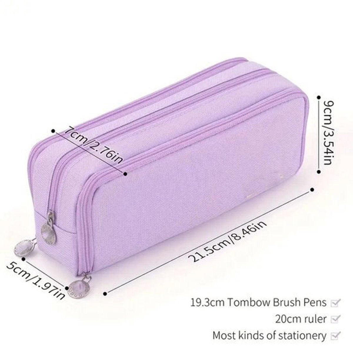 Pencil case - Boy's pencil case - Girl's pencil case - School cases - Large pencil case - 3-compartment pencil case - School supply organizer - For boys and girls (pink).