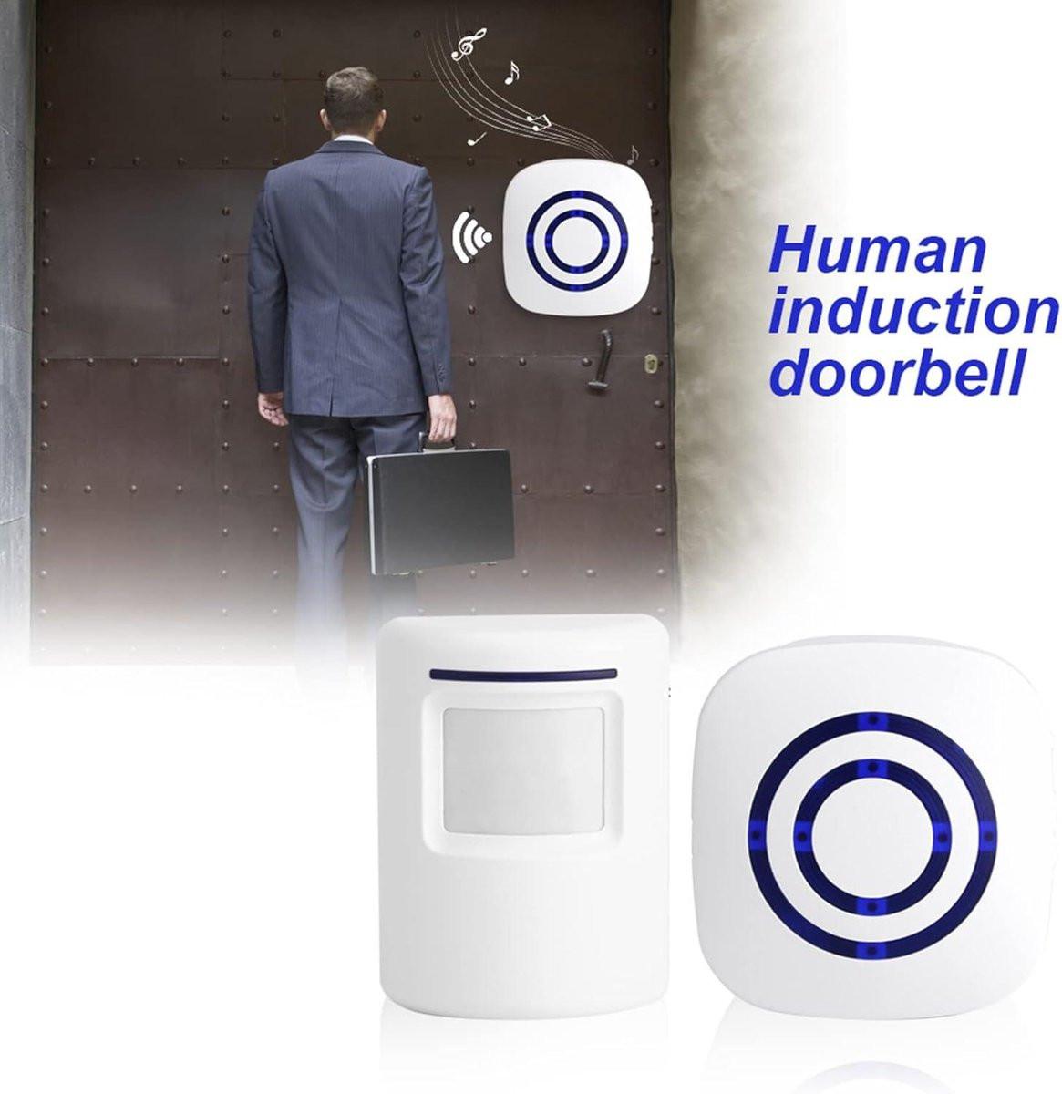 Infrared motion detector, wireless alarm, doorbell with receiver and transmitter - 38 ringtones, LED indicators - Best quality..