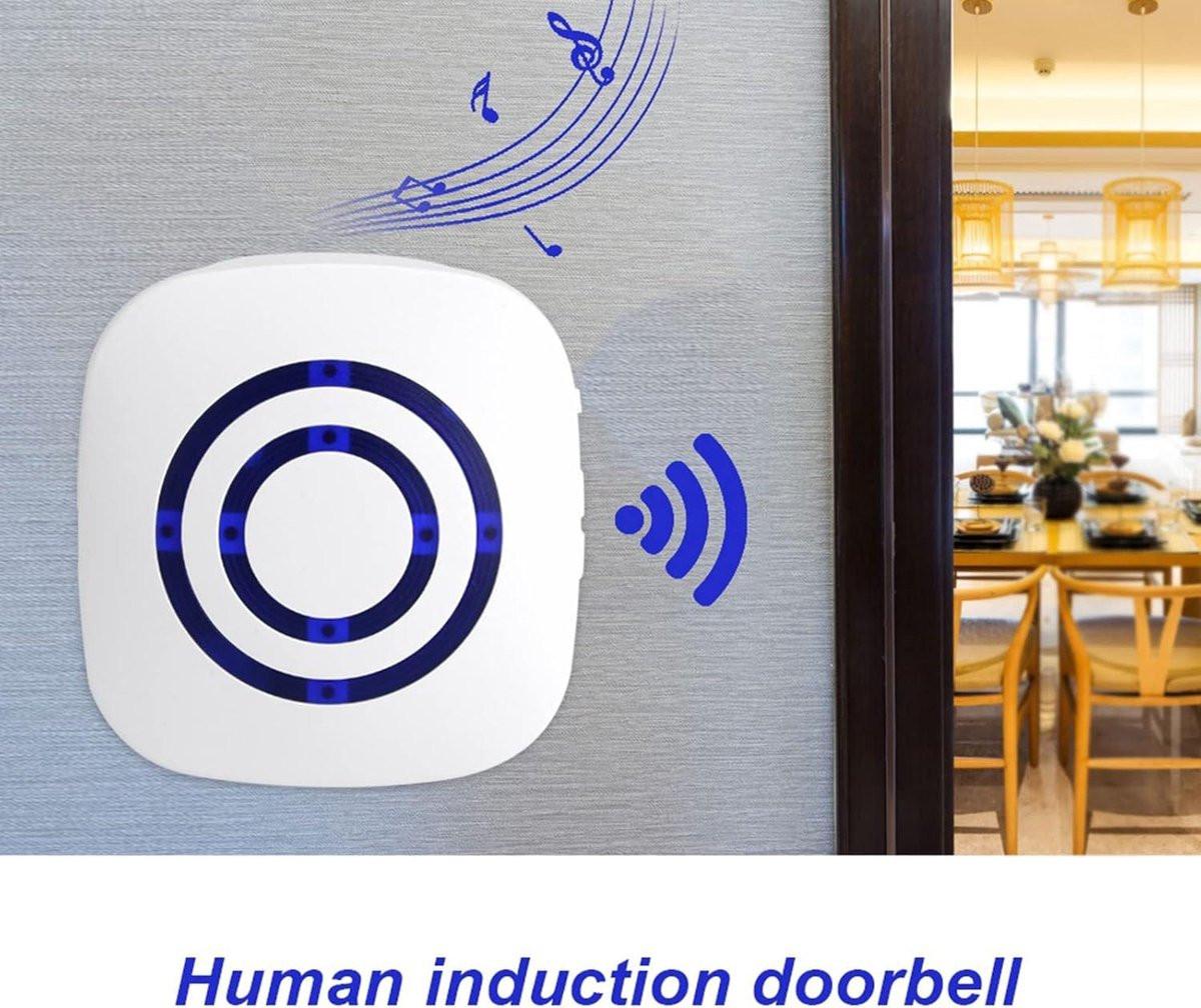Infrared motion detector, wireless alarm, doorbell with receiver and transmitter - 38 ringtones, LED indicators - Best quality..