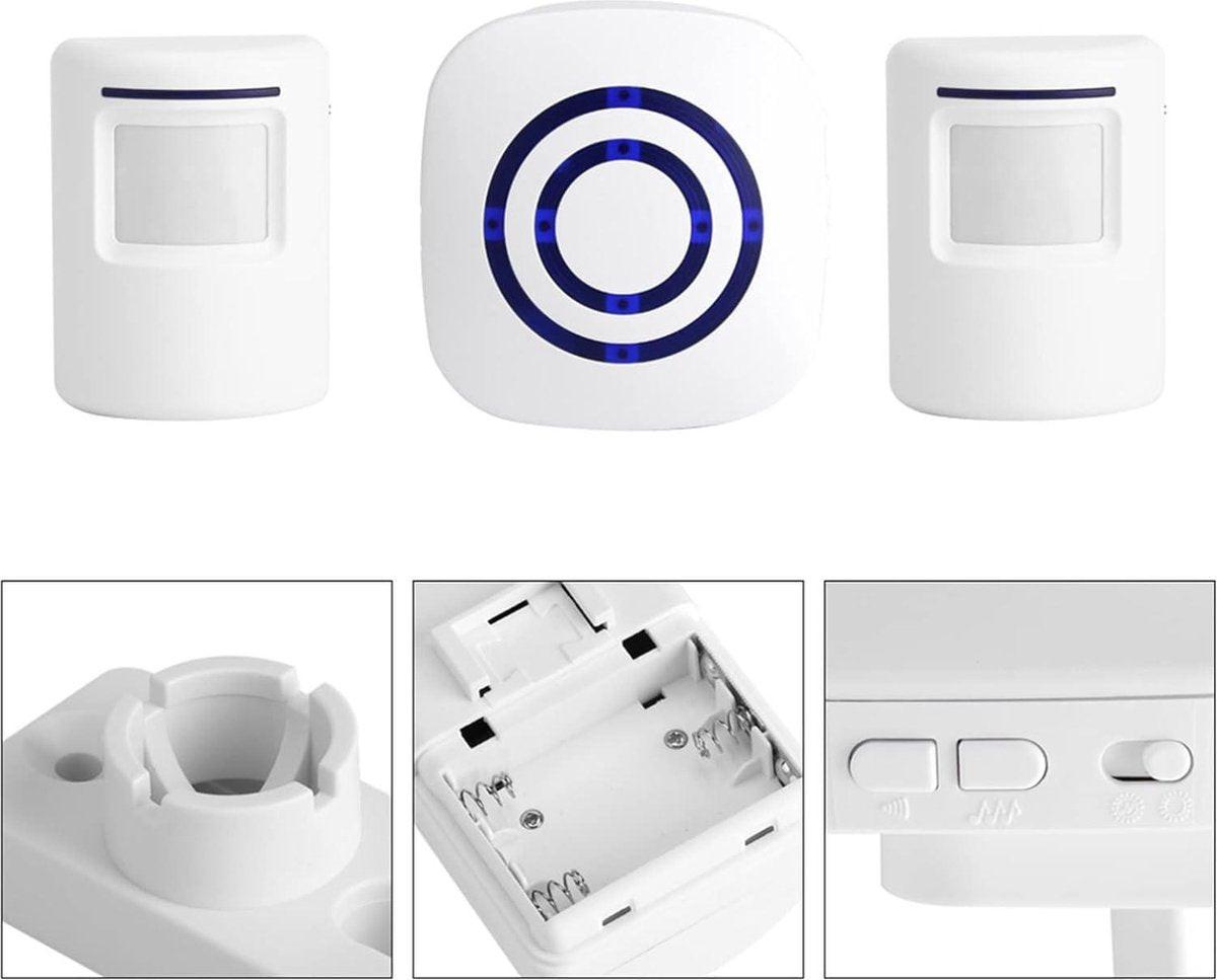 Infrared motion detector, wireless alarm, doorbell with receiver and transmitter - 38 ringtones, LED indicators - Best quality..