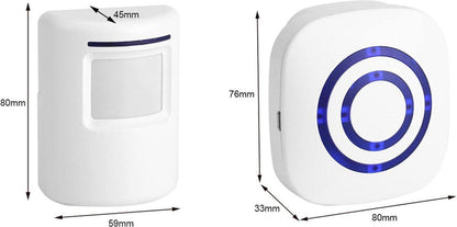 Infrared motion detector, wireless alarm, doorbell with receiver and transmitter - 38 ringtones, LED indicators - Best quality..