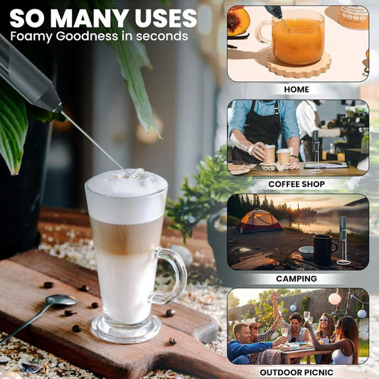 Milk frother - Milk frother - Electric milk frother - Milk frother with stand - Portable battery-operated milk frother - Manual milk frother with stand - Handheld frother for coffee blender - For lattes, cappuccinos, and coffee cream.
