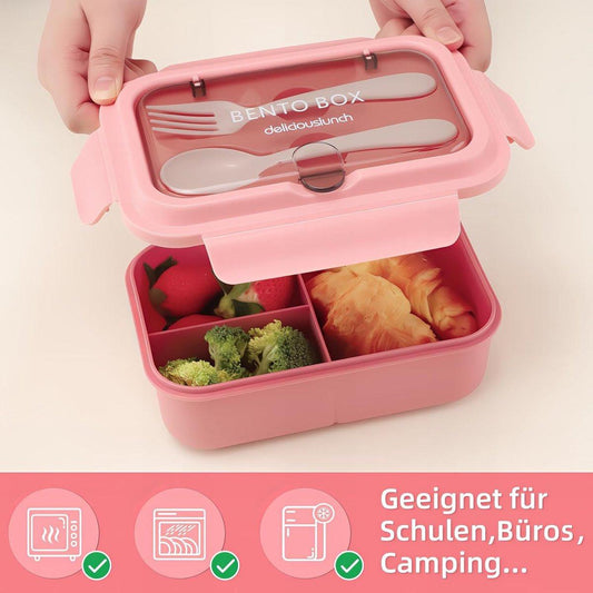 Lunch boxes - lunch box - adult lunch box - child's lunch box - Kinder lunch box - 3-compartment leakproof lunch box - bento box with cutlery - 1200 ml - snack box for children and boys - pink.