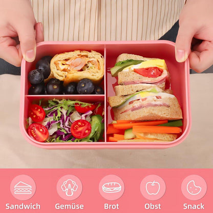 Lunch boxes - lunch box - adult lunch box - child's lunch box - Kinder lunch box - 3-compartment leakproof lunch box - bento box with cutlery - 1200 ml - snack box for children and boys - pink.