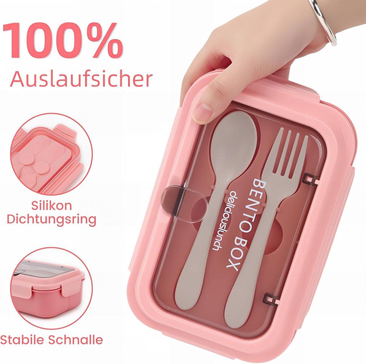 Lunch boxes - lunch box - adult lunch box - child's lunch box - Kinder lunch box - 3-compartment leakproof lunch box - bento box with cutlery - 1200 ml - snack box for children and boys - pink.