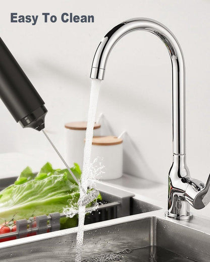 USB rechargeable electric milk frother for coffee, latte, cappuccino and hot chocolate, Black.