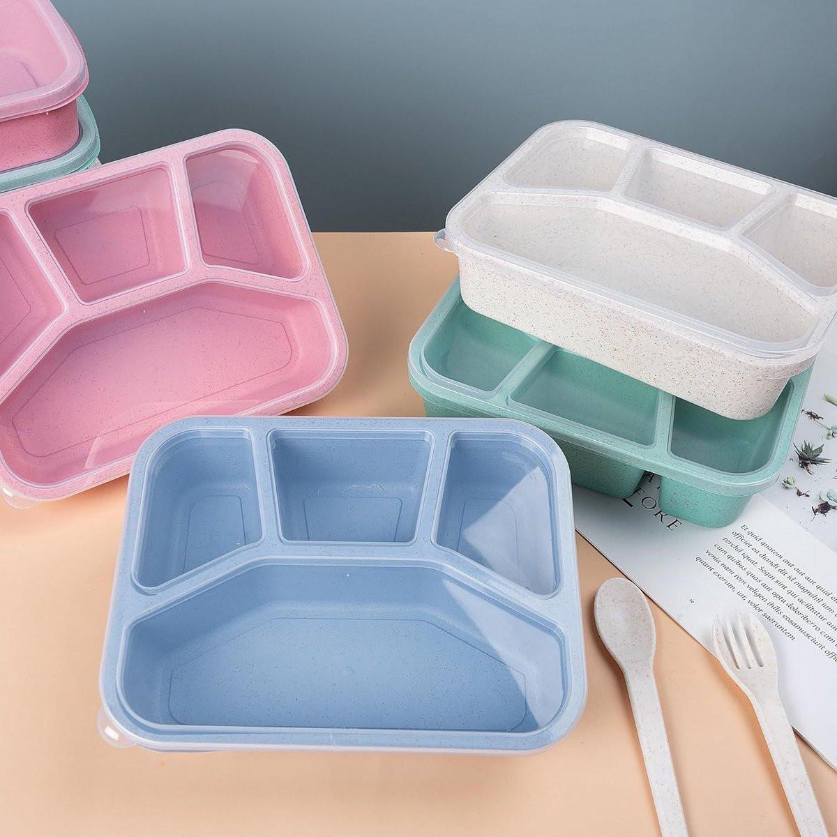 Lunch boxes - adult lunch box - child lunch box - snack box - 4-pack - compact - stackable - four colors - BPA-free, reusable - designed for portion control - School and restaurant meals.