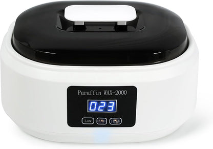 Paraffin wax warmer - Candle wax melting pot with handle and heat-insulating plate - Fast and adjustable heating - 2 speeds - Large 2000ml capacity and easy to use - For skin treatment (Wit)