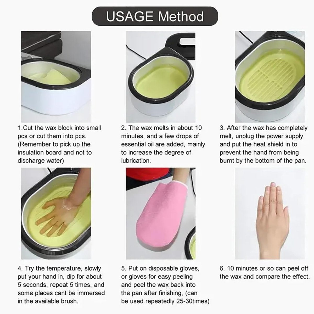 Paraffin wax warmer - Candle wax melting pot with handle and heat-insulating plate - Fast and adjustable heating - 2 speeds - Large 2000ml capacity and easy to use - For skin treatment (Wit)