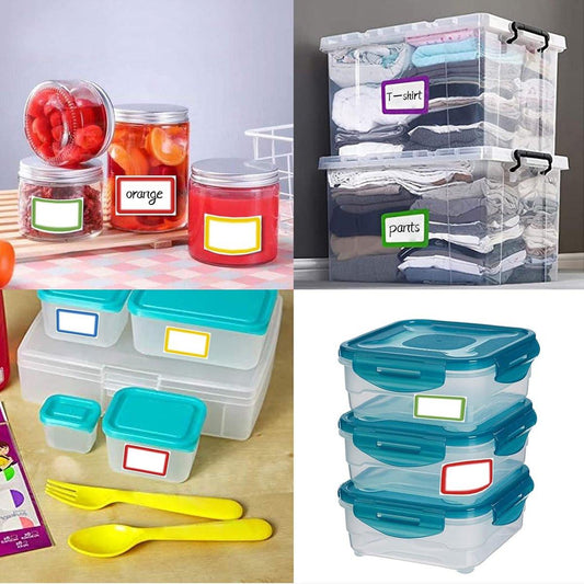 Self-adhesive name labels - Freezer stickers - Moving stickers - Waterproof - Self-adhesive labels - For office, school, gifts, kitchen, bottles, files - 300 pieces - Multi.
