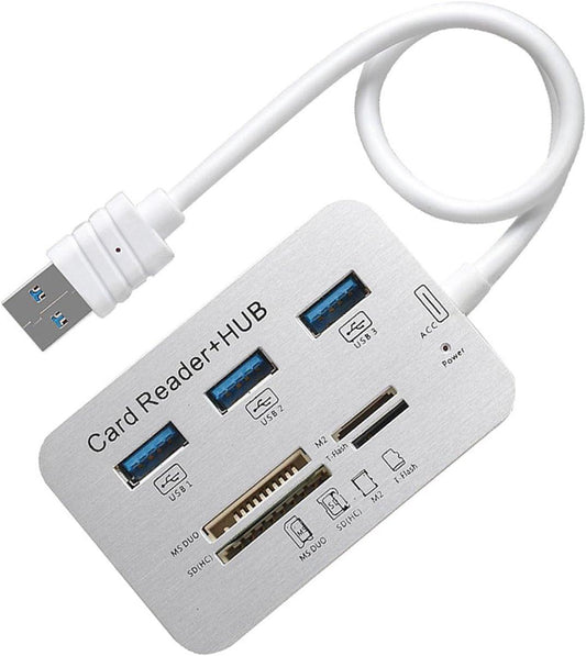 USB 3.0 Hub with 3-Port Splitter and Memory Card Reader - SD/TF/Micro SD Card Reader - USB 3.0 Hub.