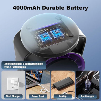 Fan - Rechargeable table fan - Silent USB fan - 100 speeds with memory function - LED display - 115Â° rotation - Hanging fan - For bedroom, office, kitchen, camping [grey].
