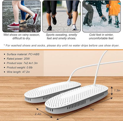 Shoe dryer - Women's shoes - Electric shoe dryer - Boot dryer - Boot warmer - Ozone deodorizer with timer function - No noise - Sturdy cord