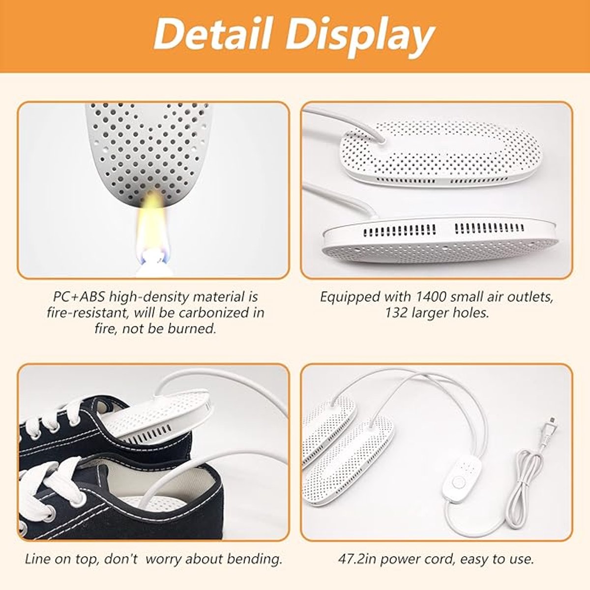 Shoe dryer - Women's shoes - Electric shoe dryer - Boot dryer - Boot warmer - Ozone deodorizer with timer function - No noise - Sturdy cord