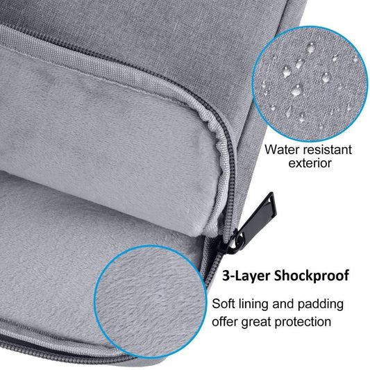 15.6-inch Laptop Sleeve - Protective Case - Laptop Storage Bag - Shockproof - Scratch-resistant - Splash-proof - Gray.