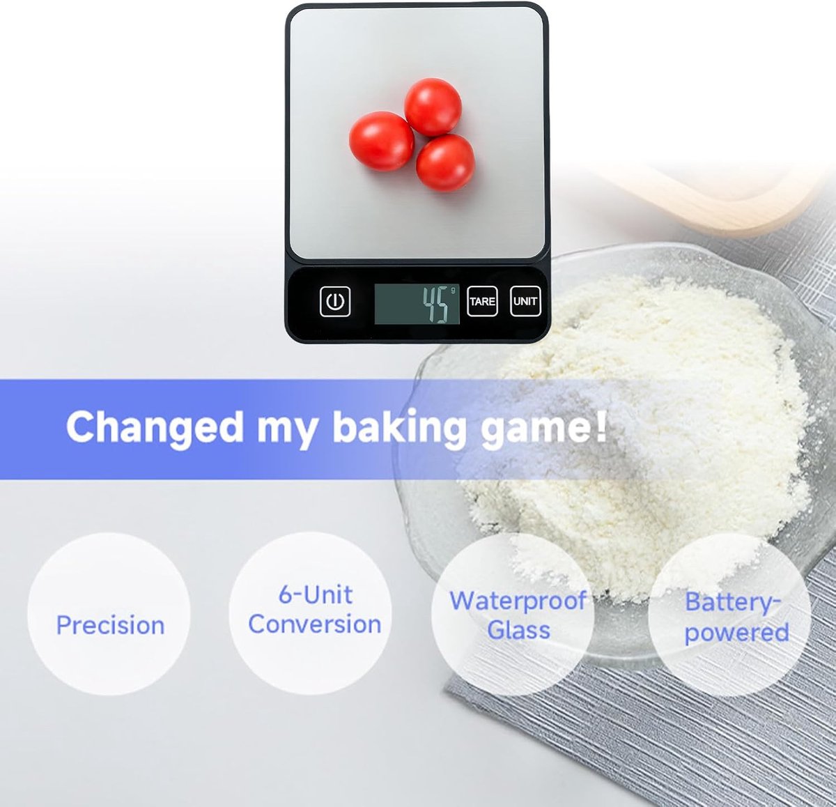 Precision scale - Digital kitchen scale - Barista scale - Professional food scale with a 10 kg weighing capacity - For home baking - Easy to read