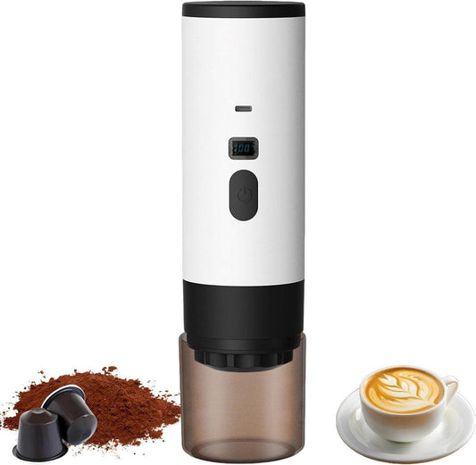 Coffee maker - Coffee machines - Portable coffee maker - 3-in-1 coffee maker - Portable electric espresso machine - Coffee maker for travel, camping, car, camper van, suitable (Wit).