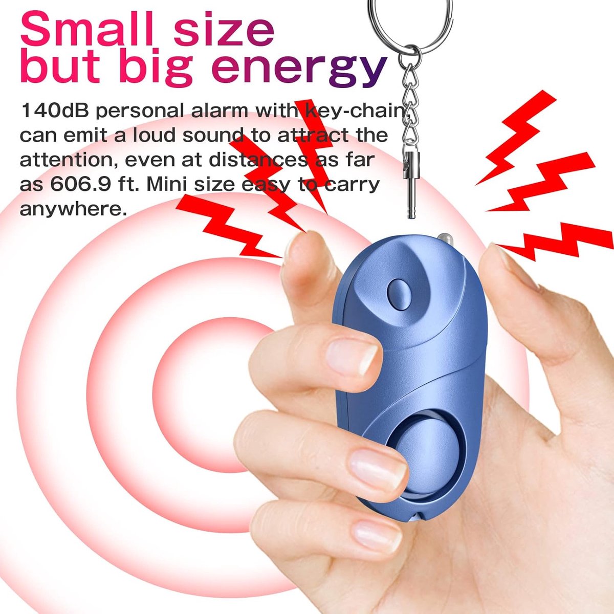 Panic Alarm - Personal Alarm - Personal Pocket Alarm - Keychain Siren - Safe Audible Personal Security Alarm - 130 dB with LED Light - For Children, Women and the Elderly (Black).