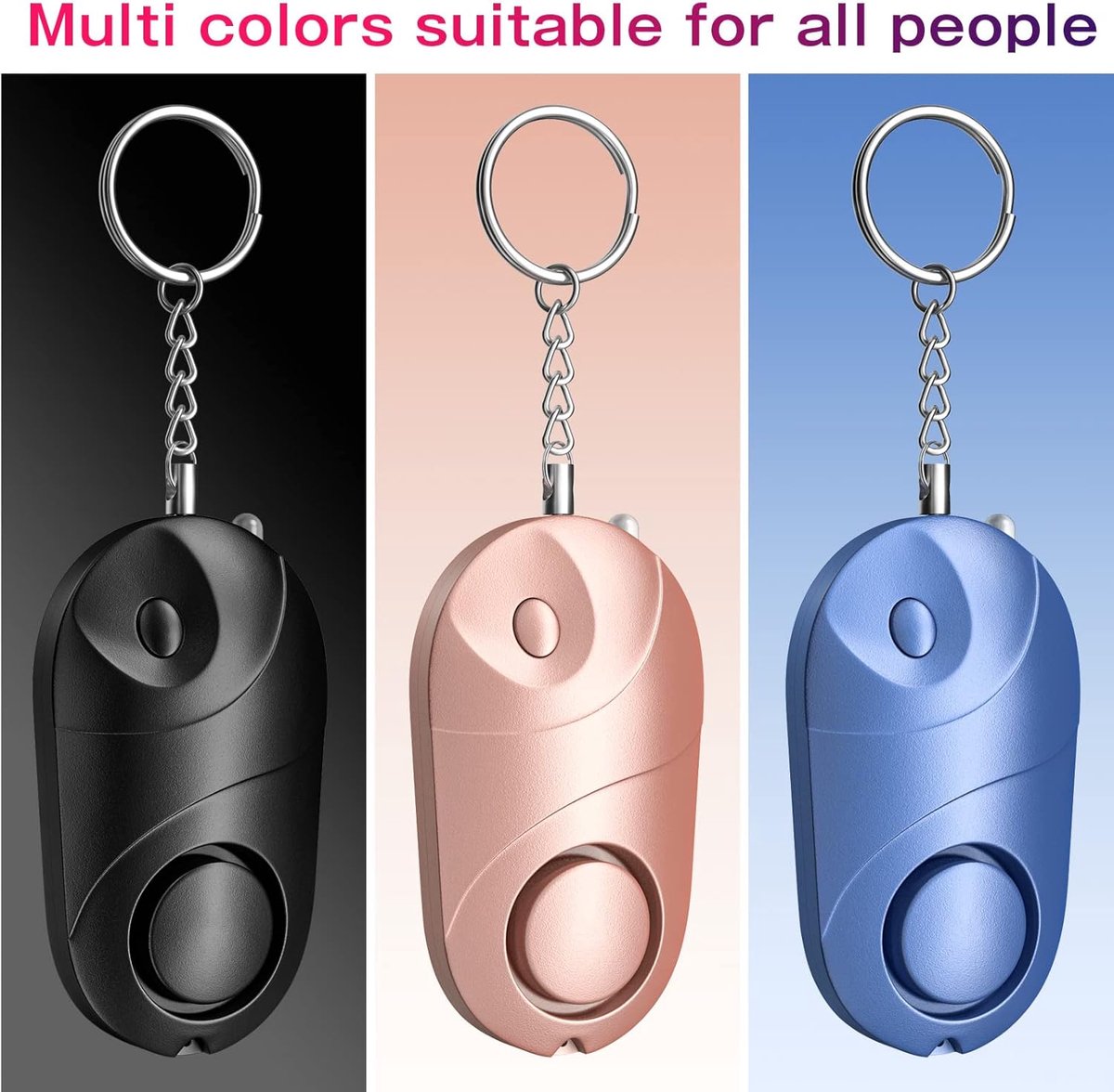 Panic Alarm - Personal Alarm - Personal Pocket Alarm - Keychain Siren - Safe Audible Personal Security Alarm - 130 dB with LED Light - For Children, Women and the Elderly (Black).
