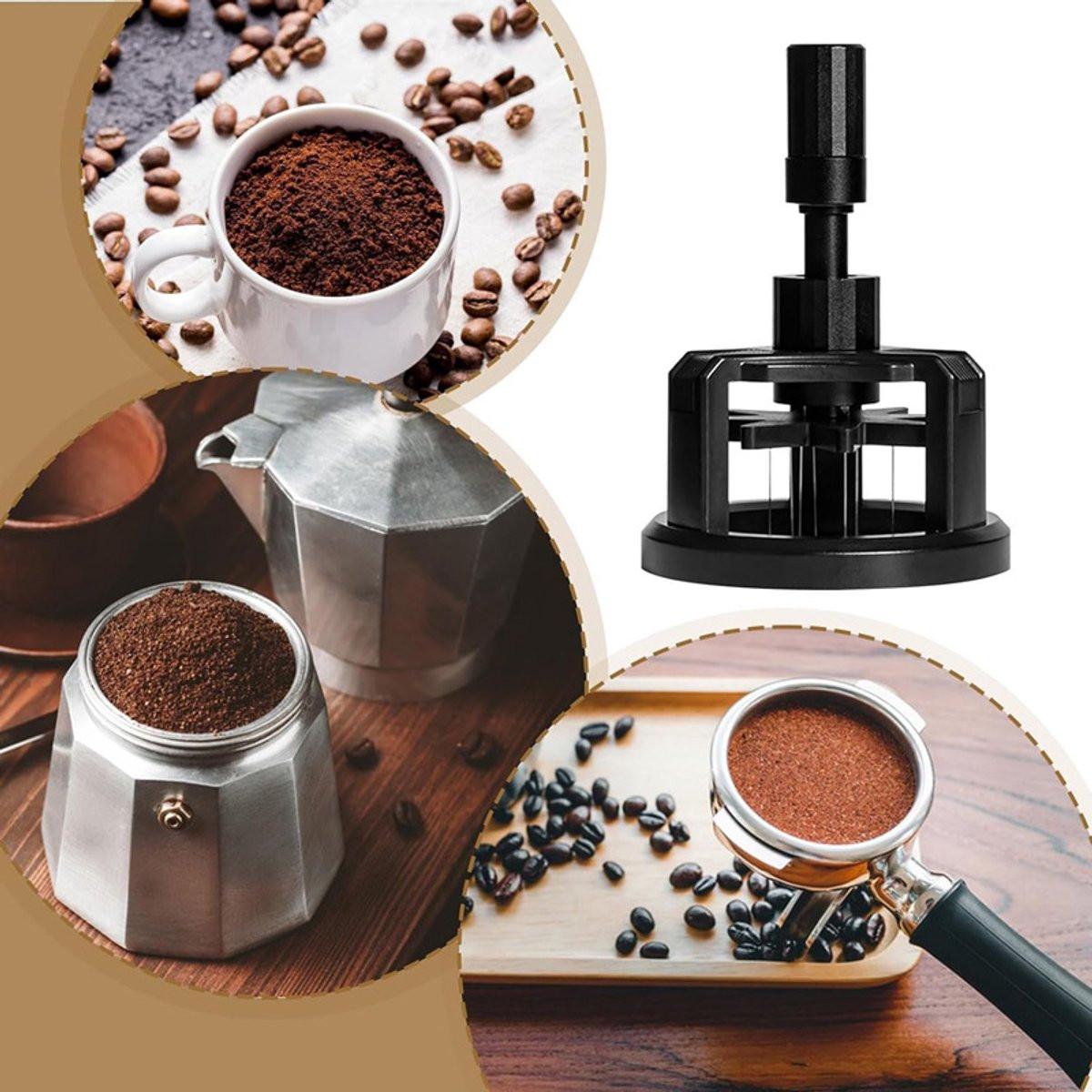 Coffee press - Manual press - Magnetic coffee dispenser - Coffee maker accessory - Non-slip needle stirrer - Countertop - Workstation - Preparation - Ground coffee smoother for home brewing - 51 mm.