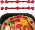 2 pcs Airfryer Silicone Magnetic Loops - Parchment Paper and Disposable Liners - Airfryer Silicone Magnetic Strips - Ideal for Airfryer Accessories - Prevents the paper from burning on contact with the heating element - Red.