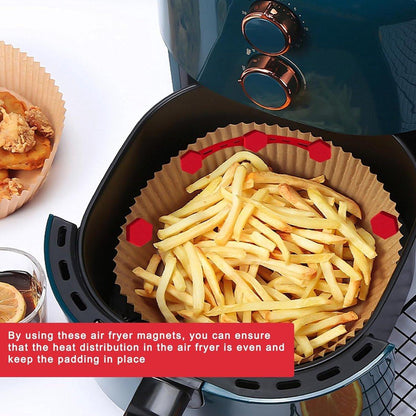 2 pcs Airfryer Silicone Magnetic Loops - Parchment Paper and Disposable Liners - Airfryer Silicone Magnetic Strips - Ideal for Airfryer Accessories - Prevents the paper from burning on contact with the heating element - Red.