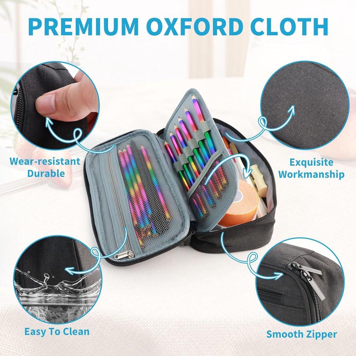 Large capacity pencil case, suitable for teenagers and adults, attractive black pencil case, unisex pencil case.