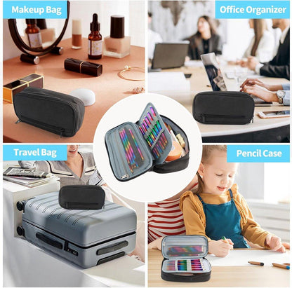 Large capacity pencil case, suitable for teenagers and adults, attractive black pencil case, unisex pencil case.