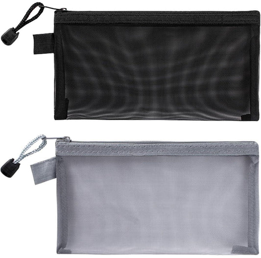 2pcs Transparent pencil case with zipper (21 x 11.5 cm) - Waterproof - For Girls and Boys.