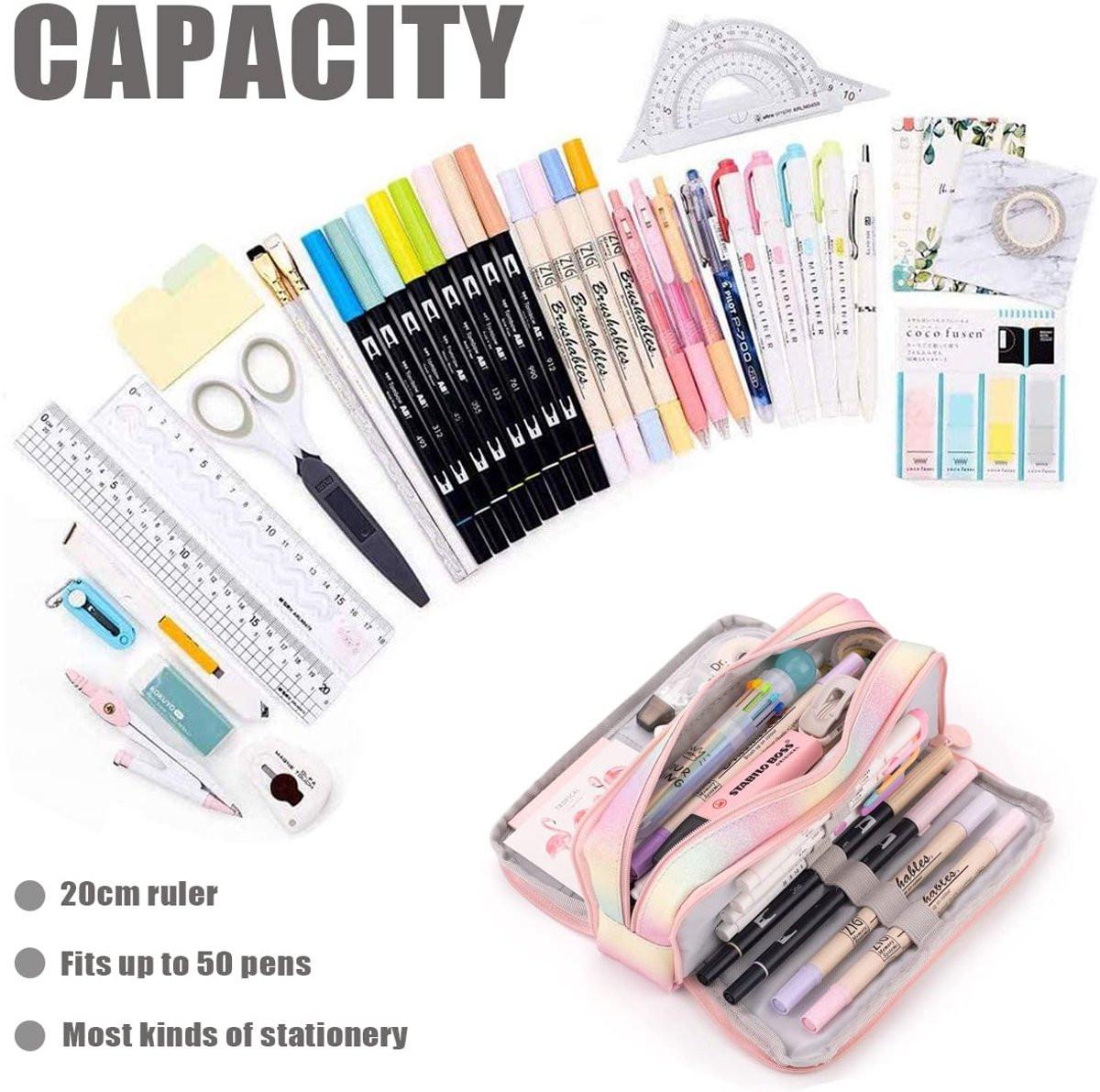 Pencil Case - Large Pencil Case - Boy's Pencil Case - Girl's Pencil Case - School Pencil Cases - School Supplies - with 3 Compartments - for Girls and Boys - Office - Makeup Gift.