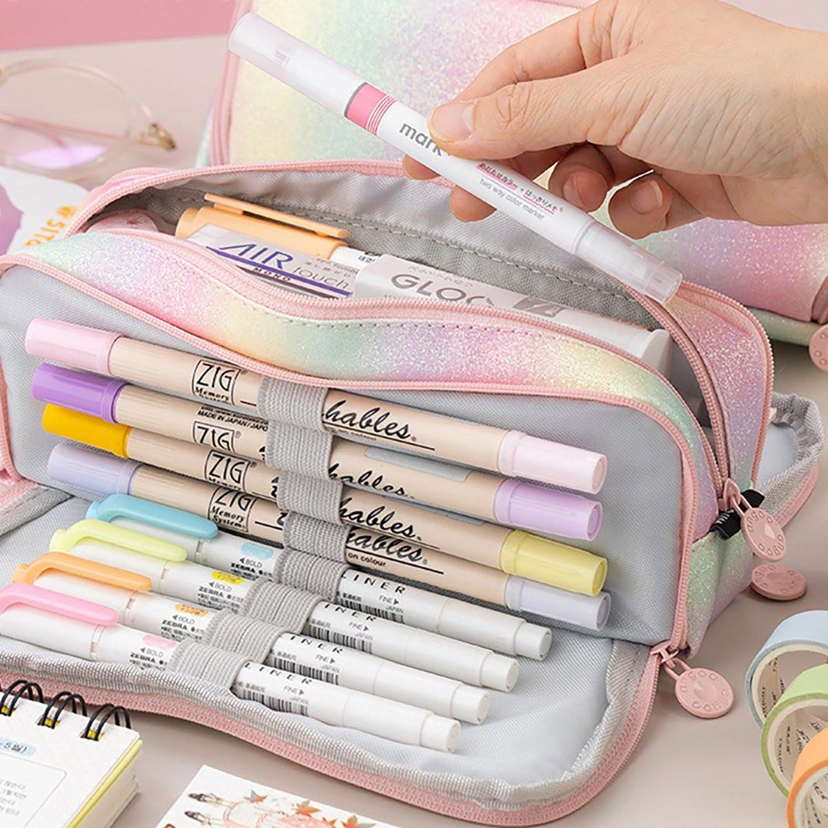 Pencil Case - Large Pencil Case - Boy's Pencil Case - Girl's Pencil Case - School Pencil Cases - School Supplies - with 3 Compartments - for Girls and Boys - Office - Makeup Gift.
