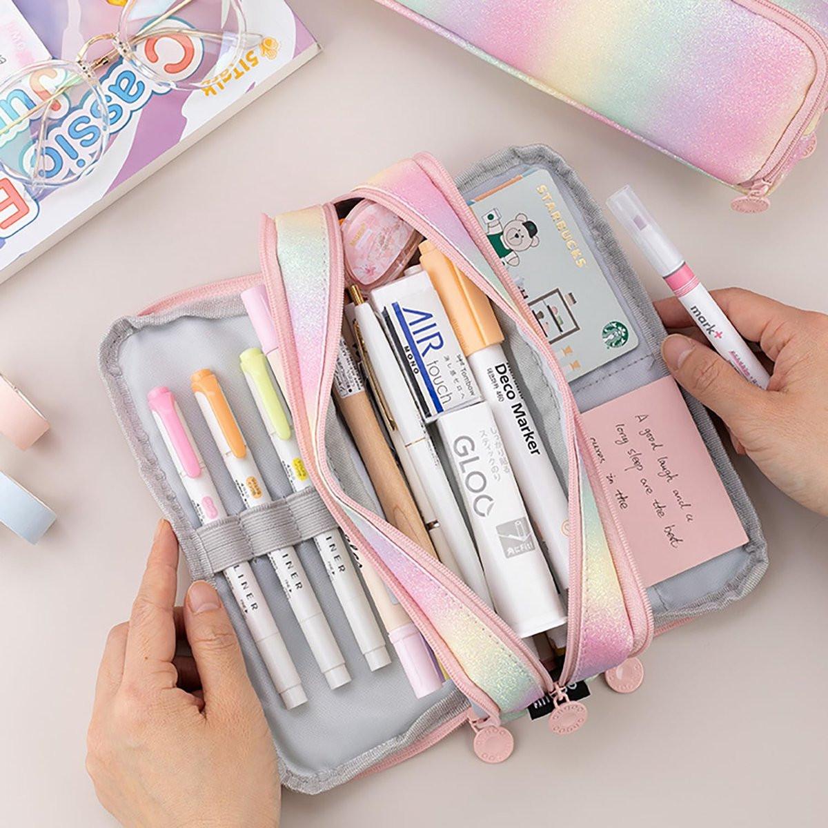 Pencil Case - Large Pencil Case - Boy's Pencil Case - Girl's Pencil Case - School Pencil Cases - School Supplies - with 3 Compartments - for Girls and Boys - Office - Makeup Gift.
