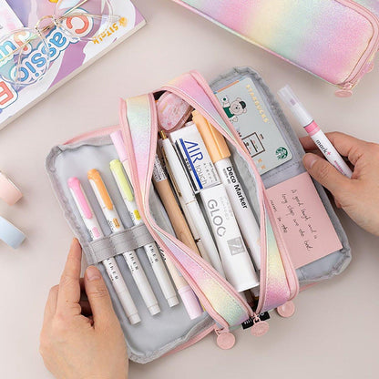 Pencil Case - Large Pencil Case - Boy's Pencil Case - Girl's Pencil Case - School Pencil Cases - School Supplies - with 3 Compartments - for Girls and Boys - Office - Makeup Gift.