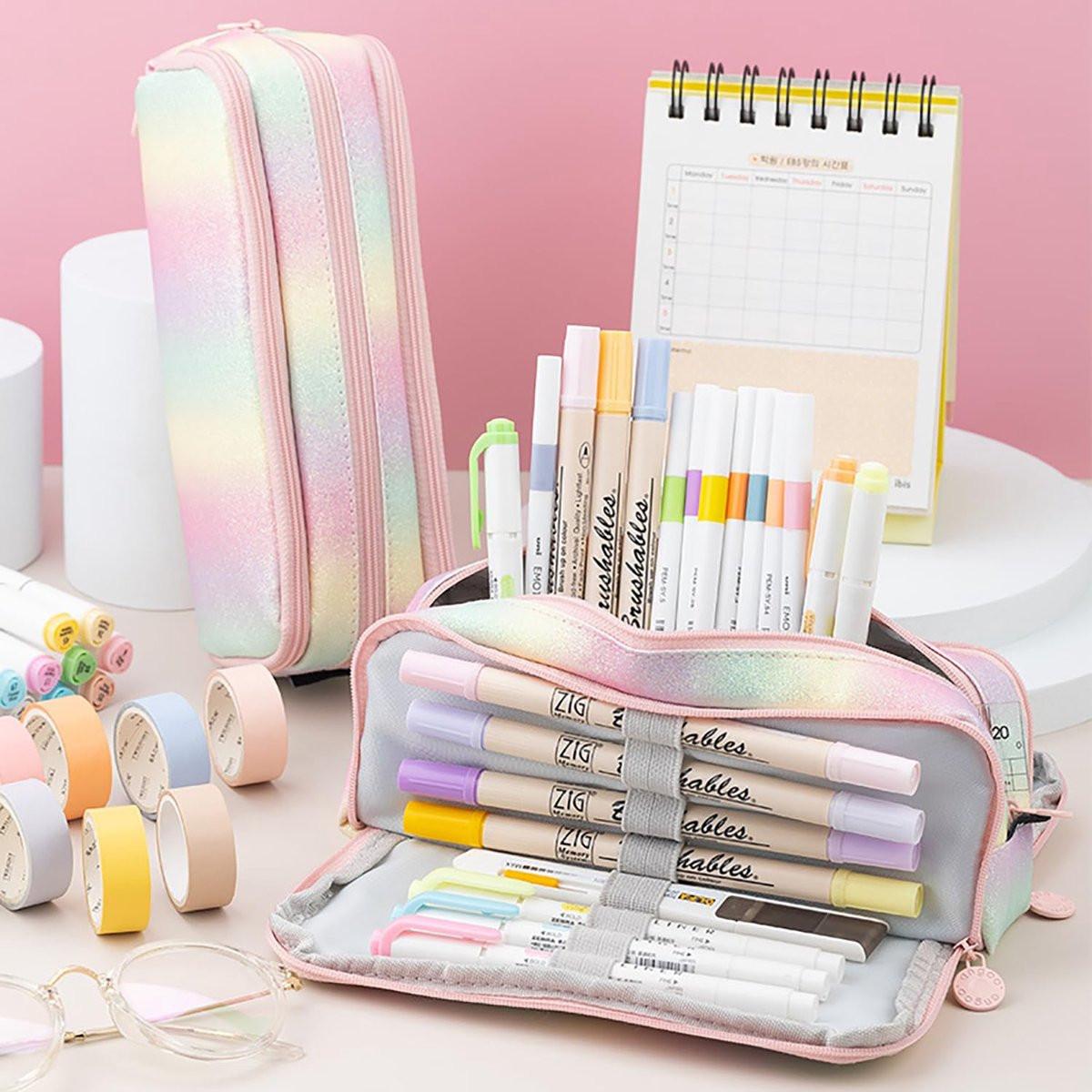 Pencil Case - Large Pencil Case - Boy's Pencil Case - Girl's Pencil Case - School Pencil Cases - School Supplies - with 3 Compartments - for Girls and Boys - Office - Makeup Gift.
