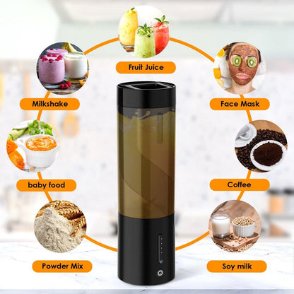 Portable Blender - Blender - Mini Blender - On-the-Go Blender - Mini Juicer - Smoothie Maker - 450 ml - For milkshakes and smoothies, 6-blade mini blender, mini blender, magnetic charger - Black.
