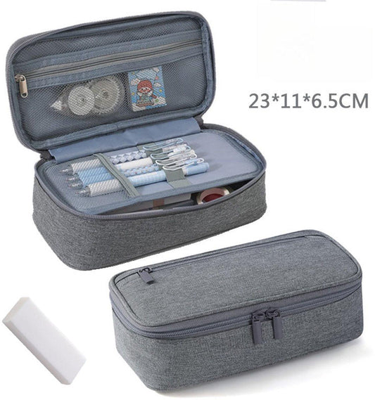 Large capacity pencil case, storage case, high-value, large capacity pencil case, stationery storage, makeup bag, office supplies, gray.