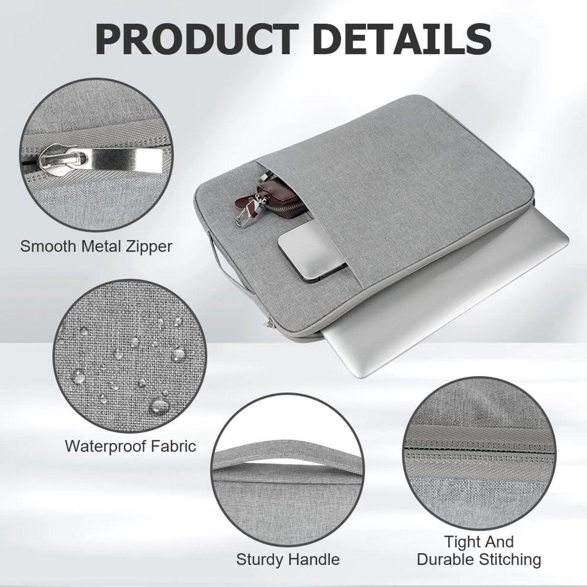 15.6-inch Laptop Sleeve - Grijs - Waterproof - Shockproof - Scratch-resistant - Splash-proof - Laptop Sleeve - Grijs.