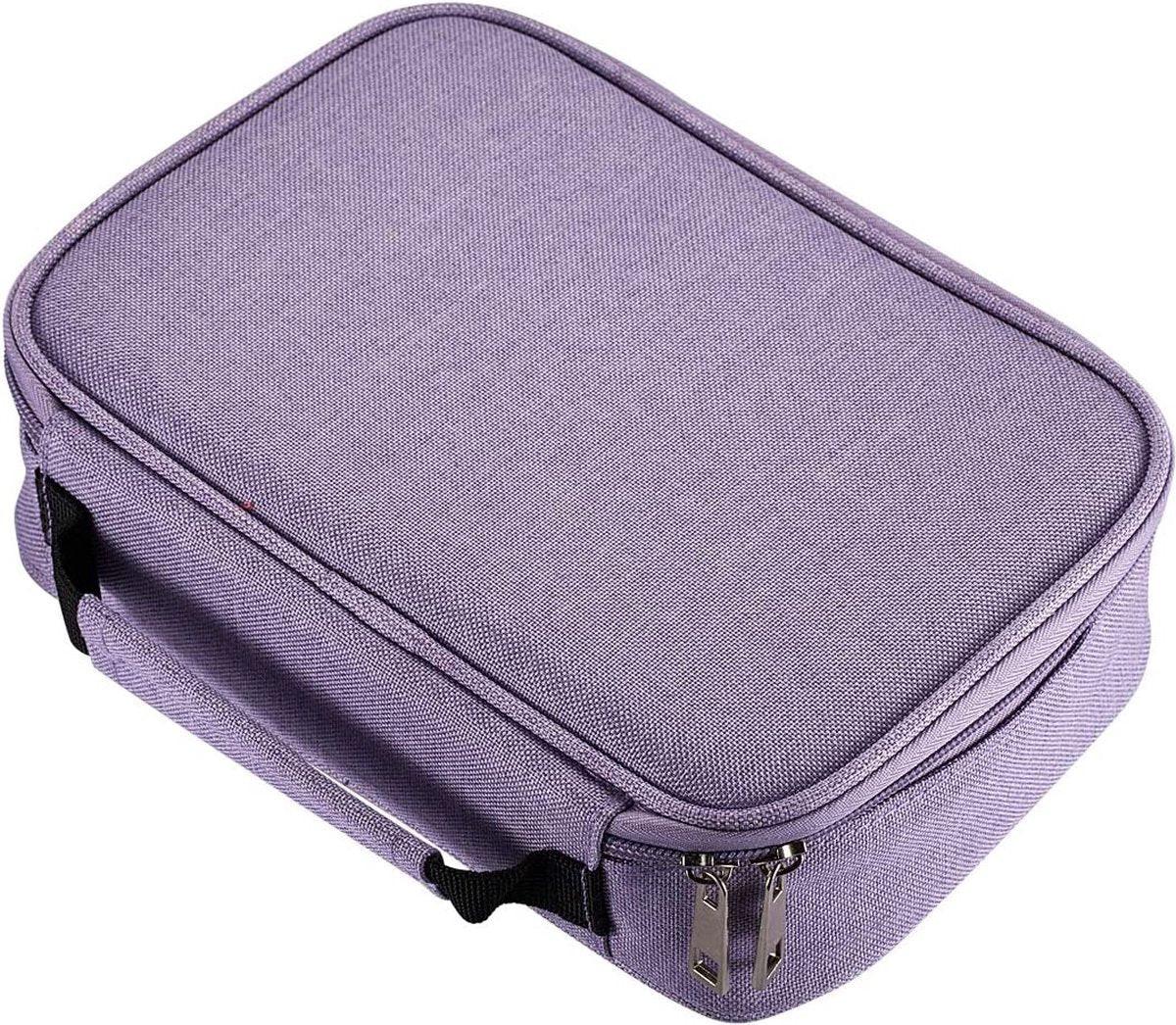 AMGOMH 72-slot pencil case, large capacity, student stationery, colored pencils, with inner pocket for small gadgets (purple).
