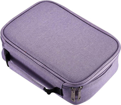 AMGOMH 72-slot pencil case, large capacity, student stationery, colored pencils, with inner pocket for small gadgets (purple).